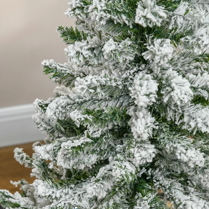 HOMCOM Kunstmatige Kerstboom met Sneeuw-effect, Vlamvertragend, Scharnierconstructie, Groen/Wit