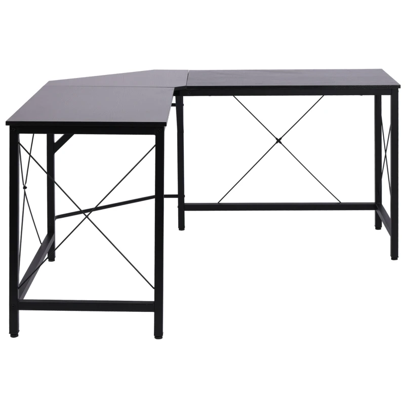 HOMCOM Bureau d'angle Bureau Informatique Design Moderne métal MDF Imitation Bois Noir