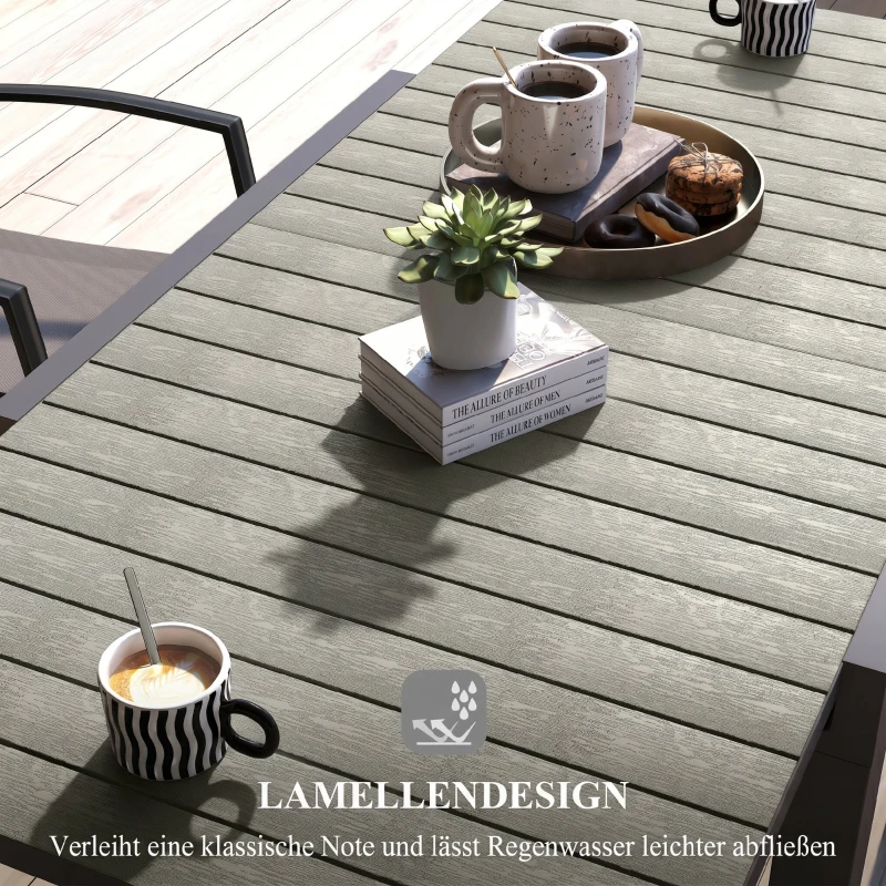 Outsunny Tuintafel Outdoor-Tafel, weerbestendig, 162 x 80 x 75 cm, Grijs