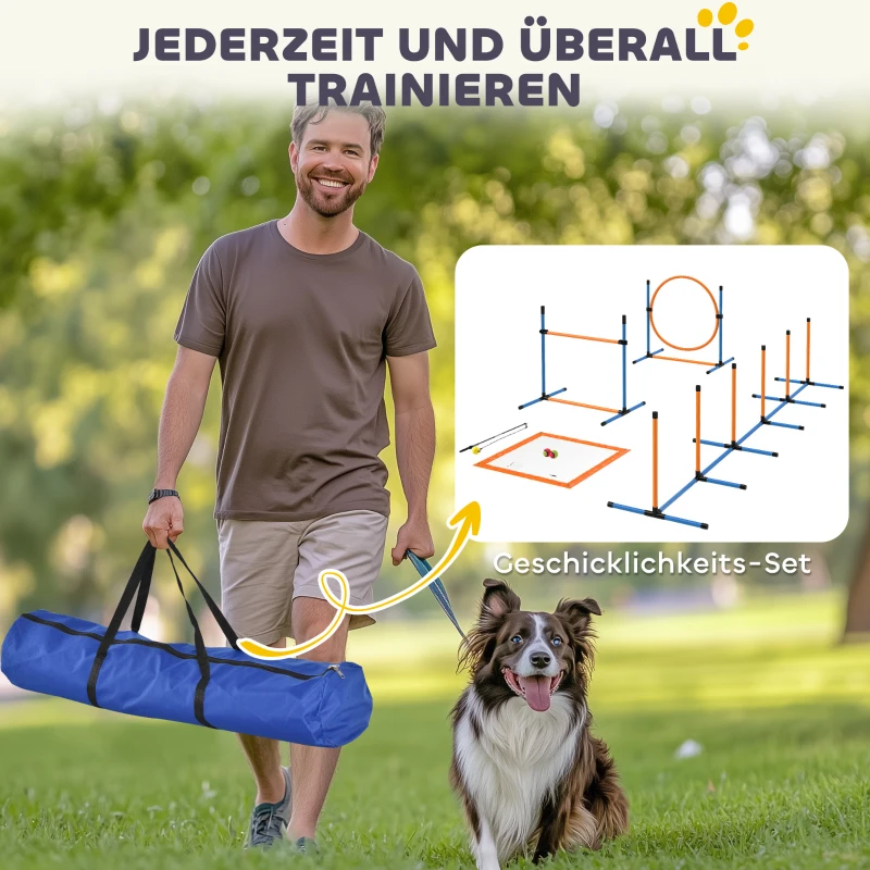 PawHut Agility Set voor Honden 9-delig - Complete Behendigheidstraining Kit voor Spel en Training
