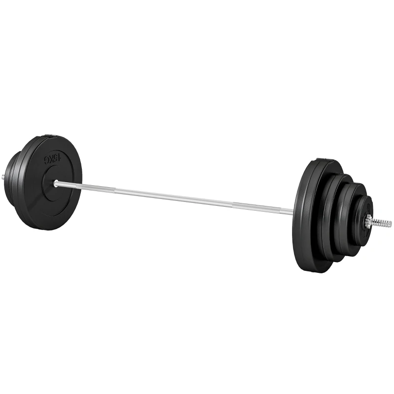 HOMCOM Set Bilanciere e Dischi da 70 kg totali con 8 Pesi, Regolabile e Antiscivolo, Nero