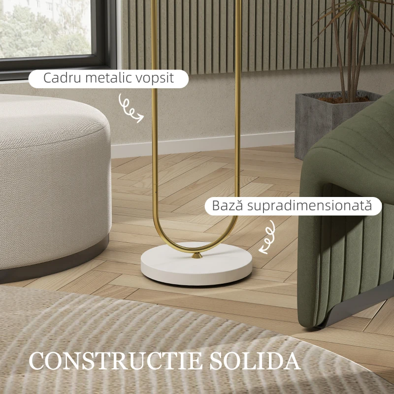 HOMCOM Lampadar Modern cu Abajur din Țesătură, Tub Dublu Metalic și Comutator cu Pedală, Auriu