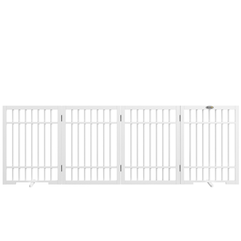 PawHut Hondenhek, opvouwbaar en antislip, draaibare steunvoeten, houten frame, 183x24,5x61 cm, Wit