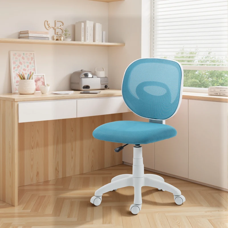 HOMCOM Ergonomische bureaustoel met C-vormige rugsteun, in hoogte verstelbaar, blauw