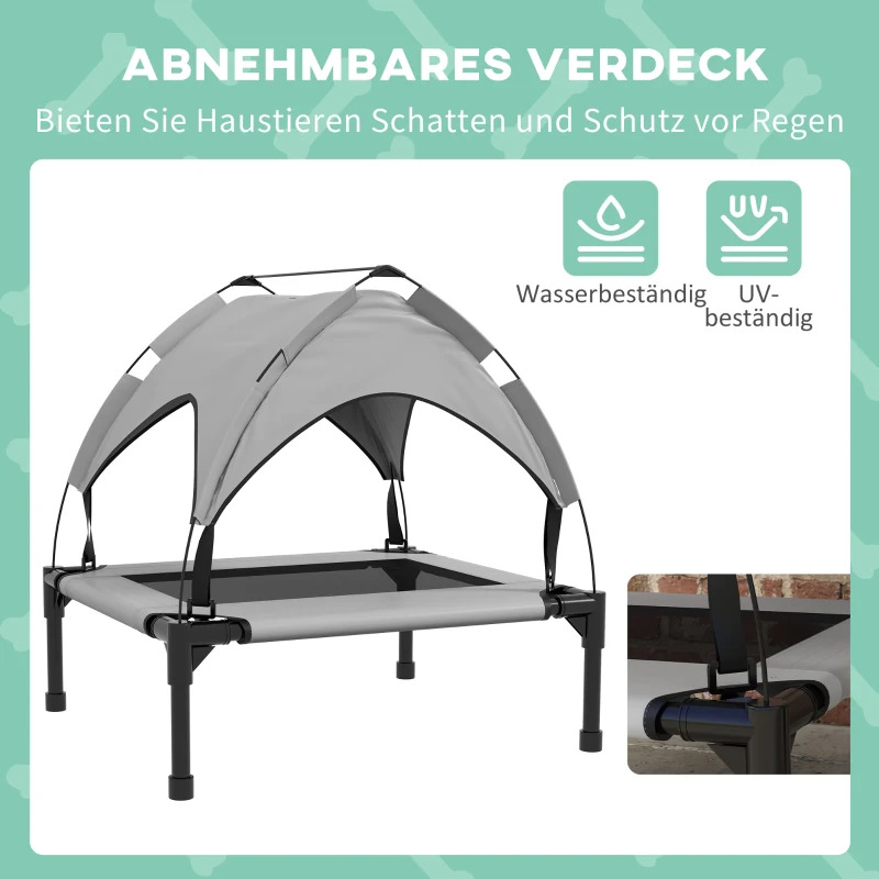PawHut Hondenbed met Dak, Ademend, Waterafstotend, tot 20 kg, 76 x 61 x 69,5 cm, Lichtgrijs