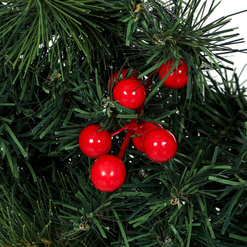 HOMCOM Kerstkrans 60 cm, deurkrans in Crestwood-sparrenlook met strik, 50 leds, 140 takpunten, 8 lichtstanden