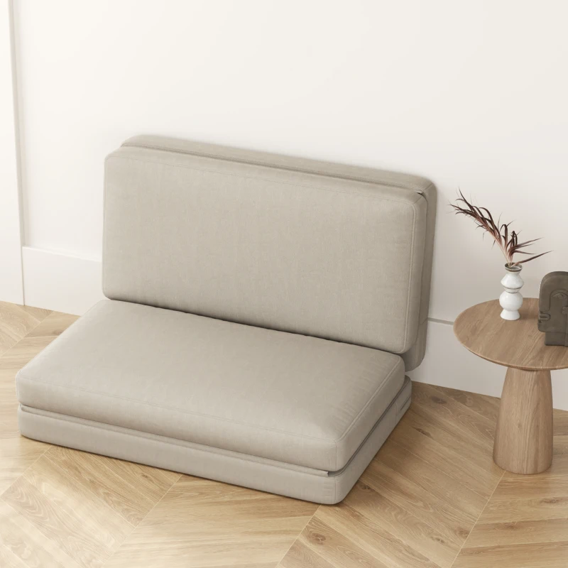 HOMCOM 2-in-1 Opvouwbare Relaxfauteuil, Gastenmatras, Deelbaar, 120 cm Breed, Beige(m-8)