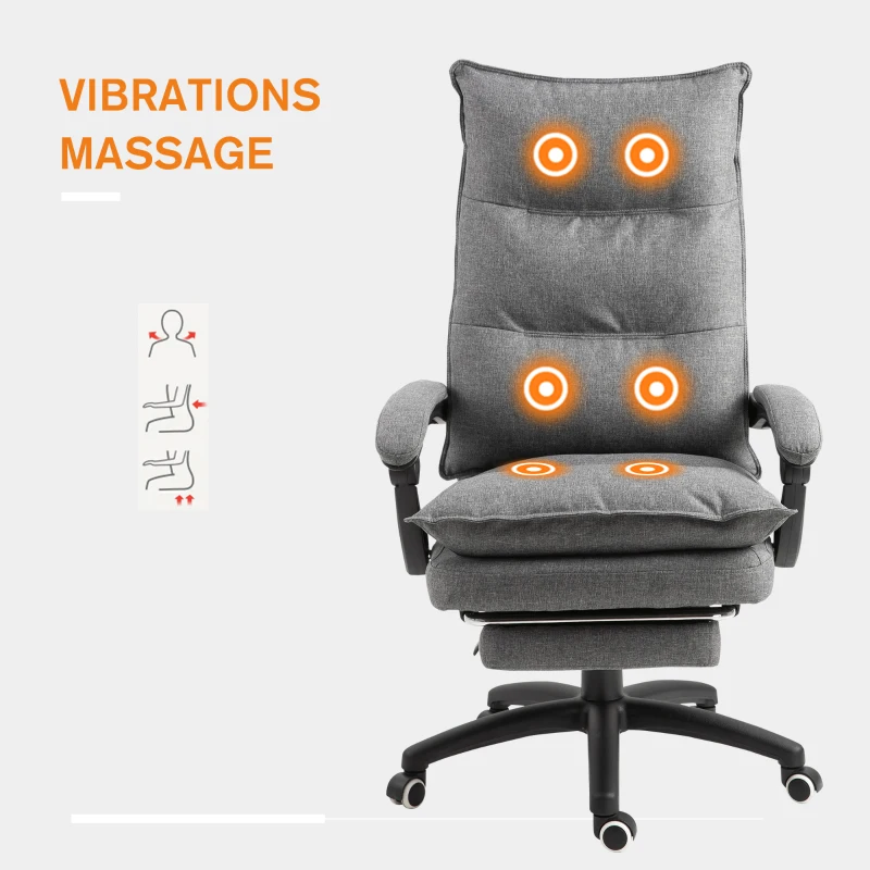 Vinsetto Kantoorstoel massage draaistoel massagefunctie directiestoel in hoogte verstelbaar grijs(m-5)