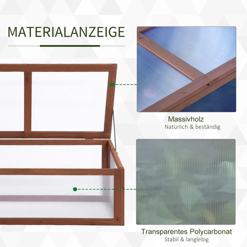 Outsunny Mini-kas, kleine kas voor de tuin, met polycarbonaatplaten, goede lichtdoorlatendheid, 100L x 65B x 40H cm