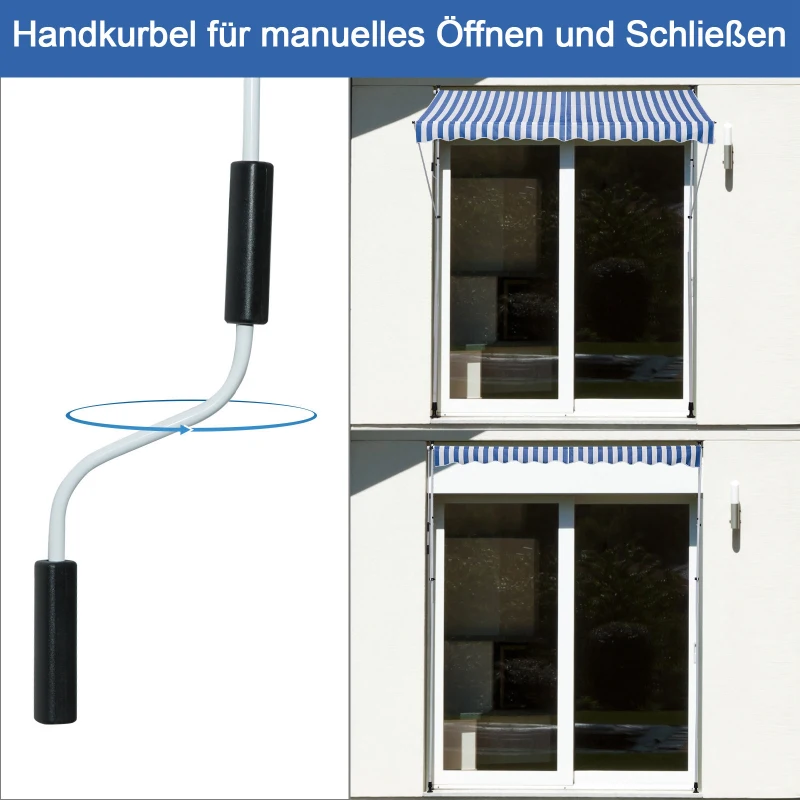Outsunny luifel knikarm klemluifel zonwering zwengel balkon aluminium 3 x 1,5 m blauw