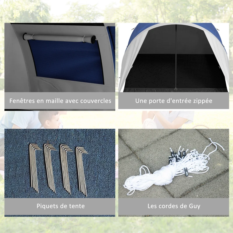 Outsunny Tente de camping familiale 3-4 personnes étanche légère ventilée facile à monter, dim. 390L x 315l x 188H cm