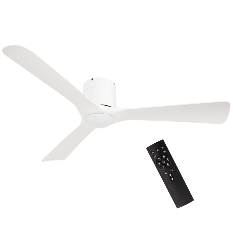 HOMCOM Ventilateur de plafond réversible avec lumière LED 6 vitesses silencieux télécommande diamètre 132 cm blanc