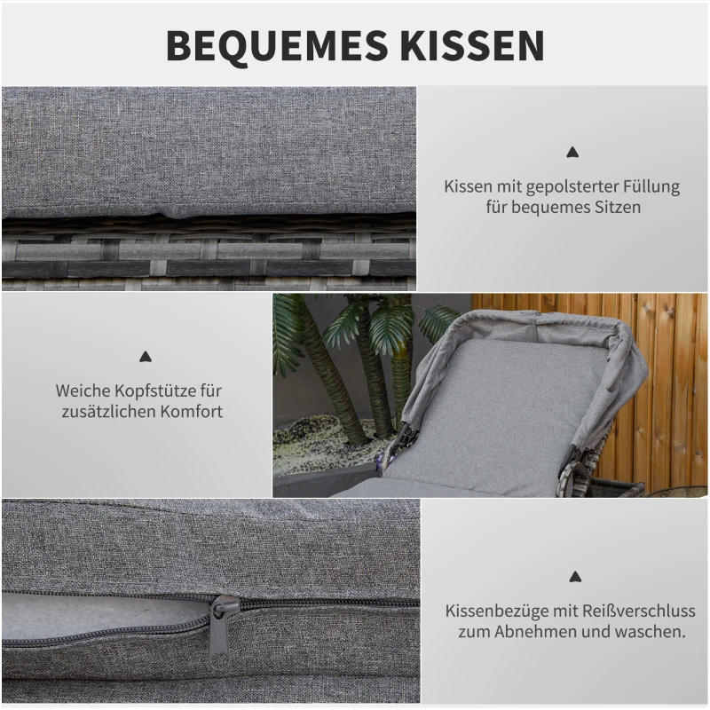 Outsunny ligbed gemaakt van poly rotan 195c mx 65 cm x 40 cm