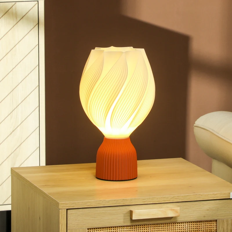 HOMCOM 3D-geprinte lamp met bloemblaadvormen, Kunststof, energie-efficiënt, Wit