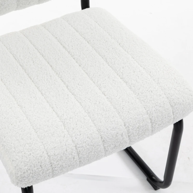 HOMCOM Eetkamerstoelen set van 2 met modern sledeframe, hoge rugleuning en teddylook, voor keuken of eettafel, crème