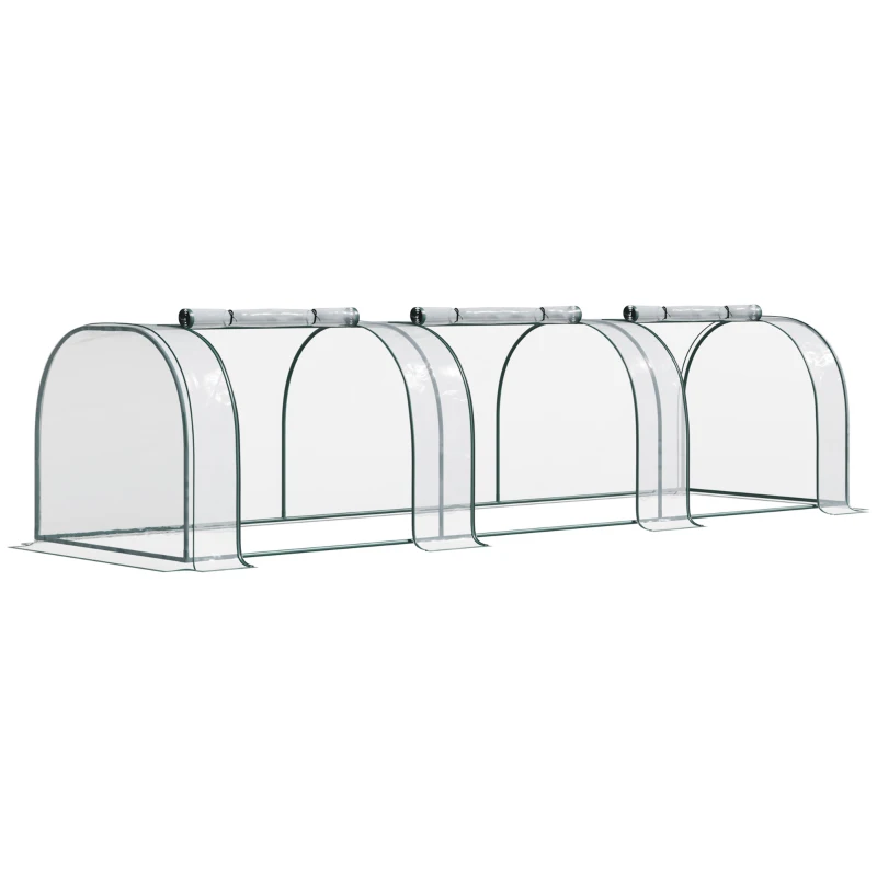 Outsunny Mini Serre de Jardin, Mini Serre Tunnel, Serre à Tomates 3,5L x 1l x 0,8H m, Acier, PVC Anti-UV, 3 Fenêtres