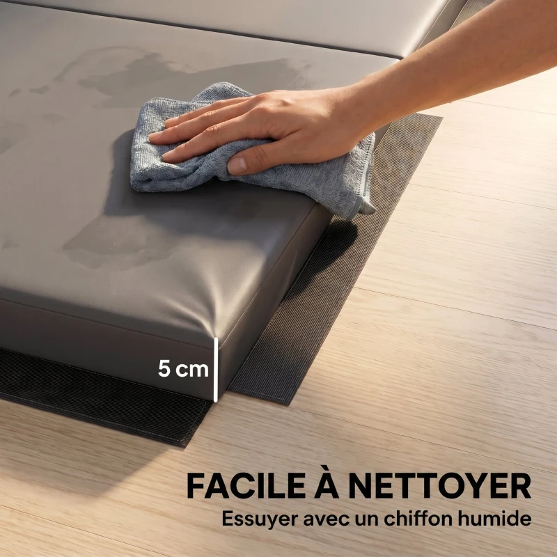 HOMCOM Tapis de gymnastique yoga pilates fitness pliable en 4 avec poignées revêtement synthétique 180 x 80 x 5 cm gris