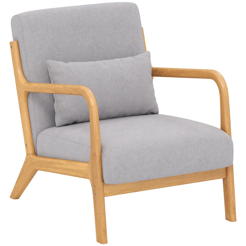 HOMCOM Elegante loungefauteuil met houten frame en schuimvulling, fluweellook, voor woonkamer, slaapkamer, grijs(m-10)