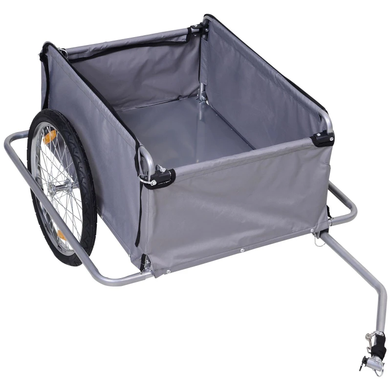 HOMCOM Transportaanhanger fietsaanhanger fiets opvouwbaar CargoTrailer grijs(m-10)
