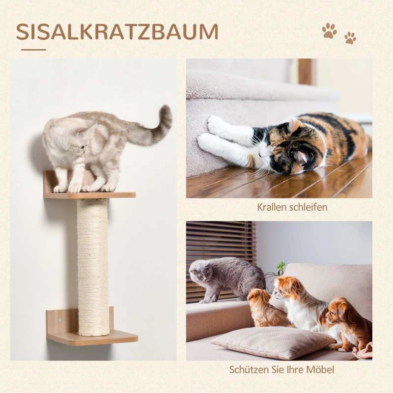 PawHut 4st. Klimmuur voor katten(m-6)