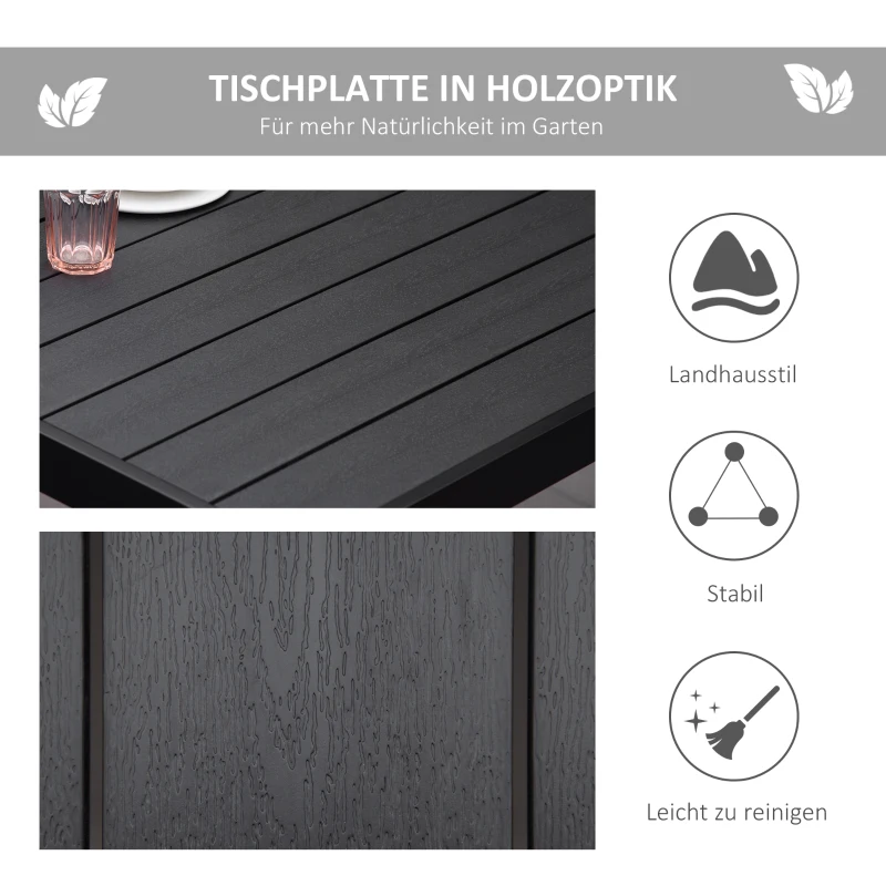 Outsunny Tuinmeubelset - Buitentafel - Loungetafel voor buiten - Weerbestendig - 190 x 90 x 74 cm - Zwart