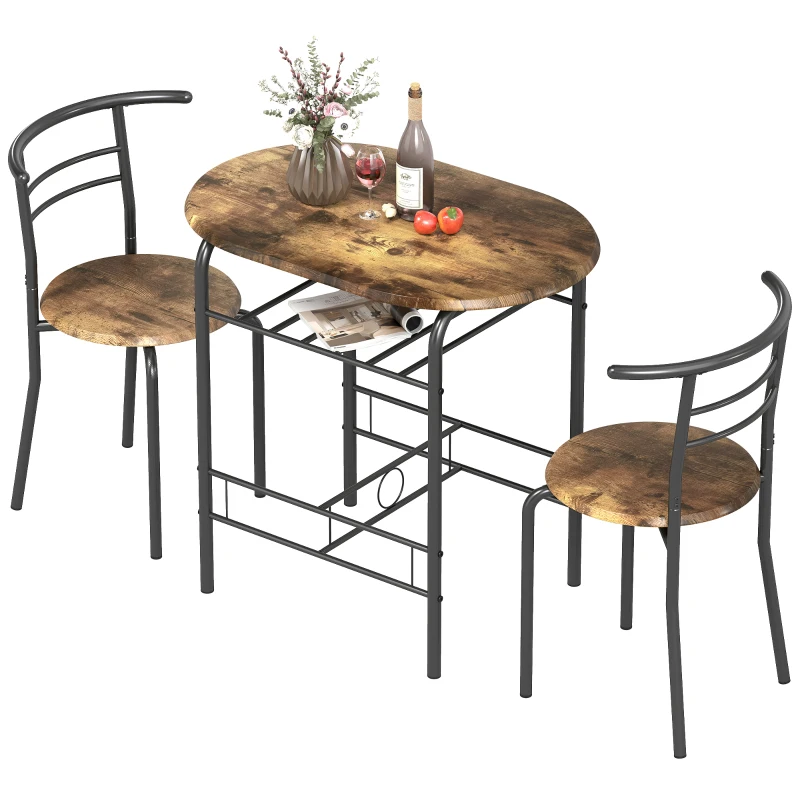 HOMCOM Three-Piece Compact Dining Set - Rustic Brown