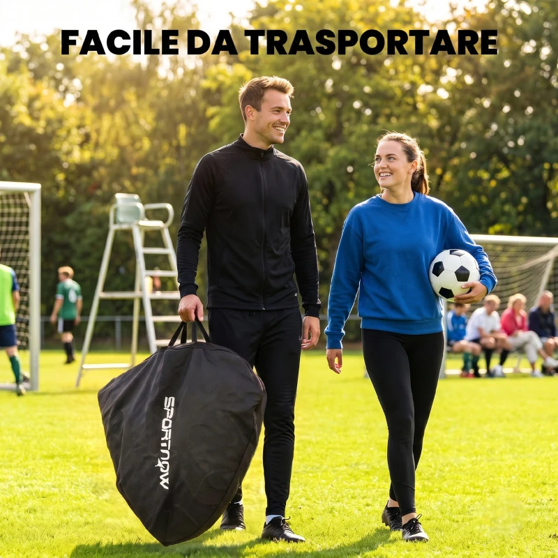 SPORTNOW Porta da Calcio Pop-Up Pieghevole con Borsa di Trasporto, Giallo