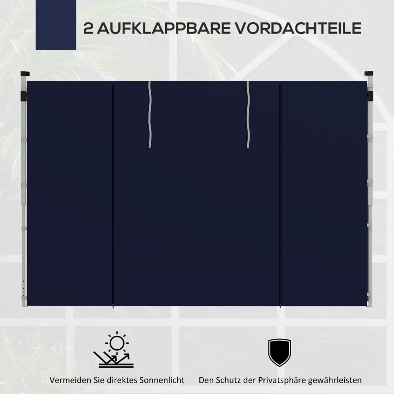 Outsunny Paviljoen Gordijnen, Set van 2, voor 3x6m of 3x3m Tuinpaviljoens, met Ramen en Deuren, Blauw