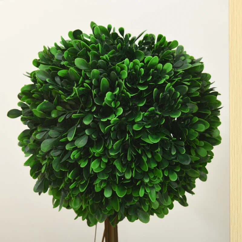 HOMCOM Set 2 Piante Finte Alberi di Bosso da Interno ed Esterno con Vaso, Ø28x60cm