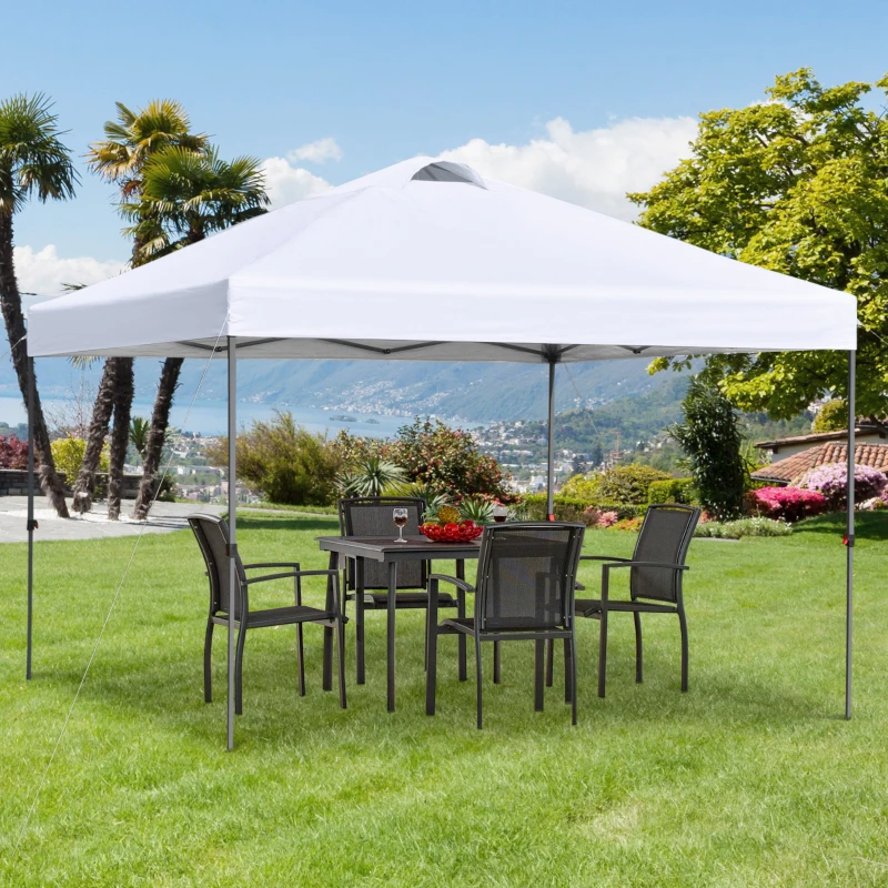 Outsunny Tuin-Paviljoen, Opvouwbare Paviljoen, Feesttent, Tuinpaviljoen Incl. Haringen Spanlijnen, Oxfordstof, 2,95 x 2,95 x 2,64 m, Wit