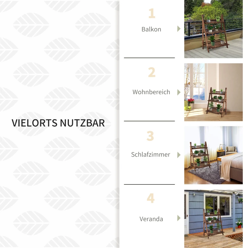 Outsunny Plantenetagere bloementrap bloemenbank plantenrek standaard 3 trappen vurenhout