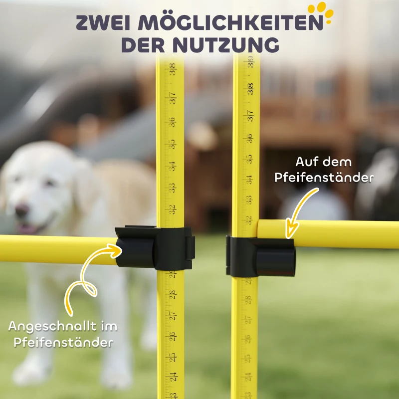 PawHut 5-delig Hondenagilityset met 4 Hordes en Draagtas voor Sprongtraining, Geel