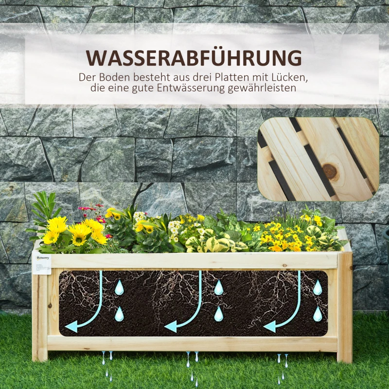 Outsunny verhoogd bed, opvouwbare plantenbak, bloembak voor tuin, natuur