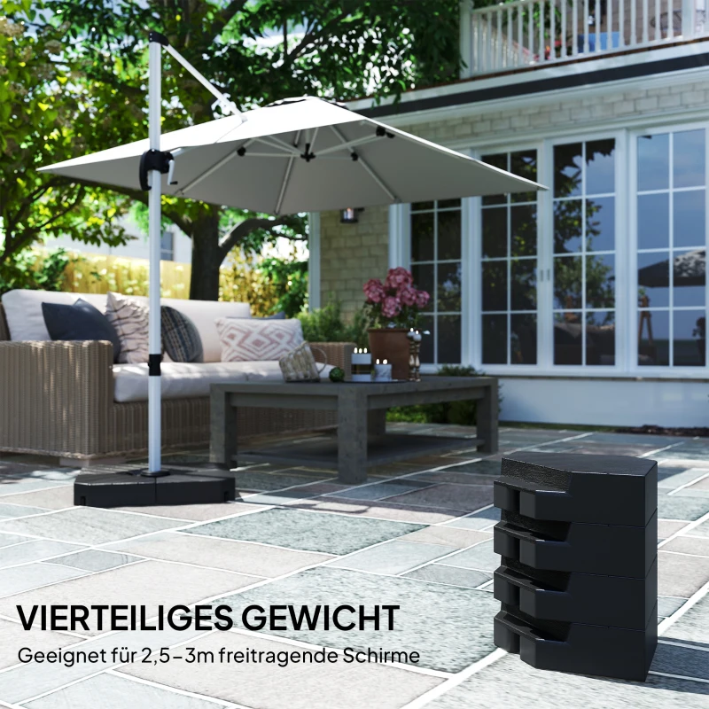 Outsunny Vulbare parasolvoet gewichten, voor water en zand, Kunststof, 80L x 80B x 13H cm, Zwart