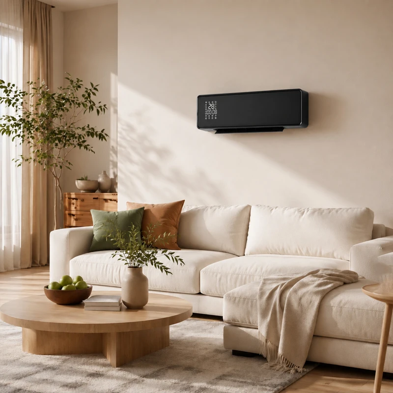 HOMCOM Wandgemonteerde keramische kachel 2000 W met Ventilator, Thermostaat, Timer, Afstandsbediening en Glaspaneel, Zwart