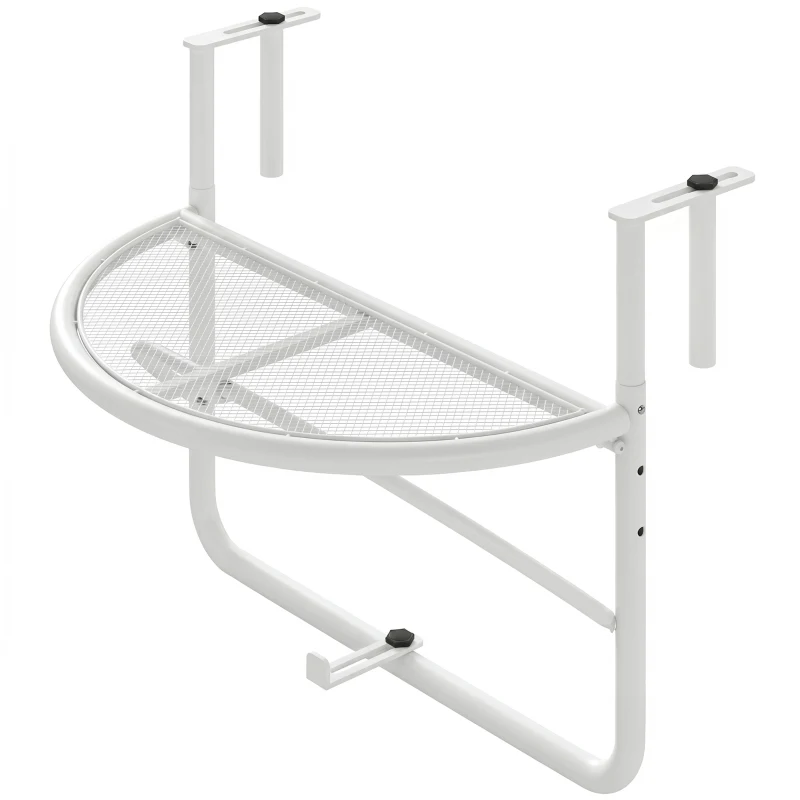 Outsunny Balkon hangtafel hangtafel in hoogte verstelbaar halfrond Ø30 cm terras metaal