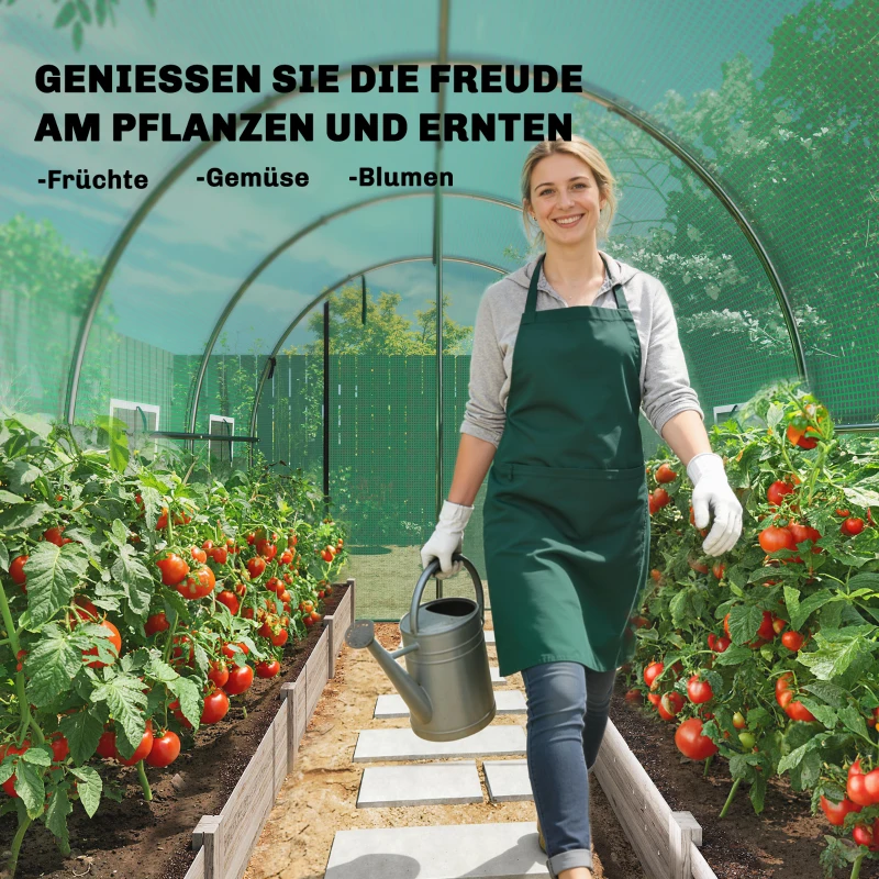 Outsunny Kas 3 x 2 x 2 m Foliekas met oprolbare 2 ritssluitingsdeuren & 6 gaasramen, steunstangen, groen