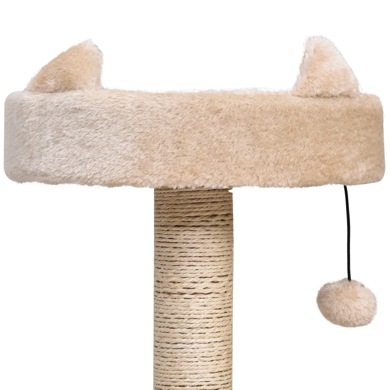 PawHut kattenboom 3 verdiepingen krabpaal kattengrot met sisal palen krabplank pluche beige