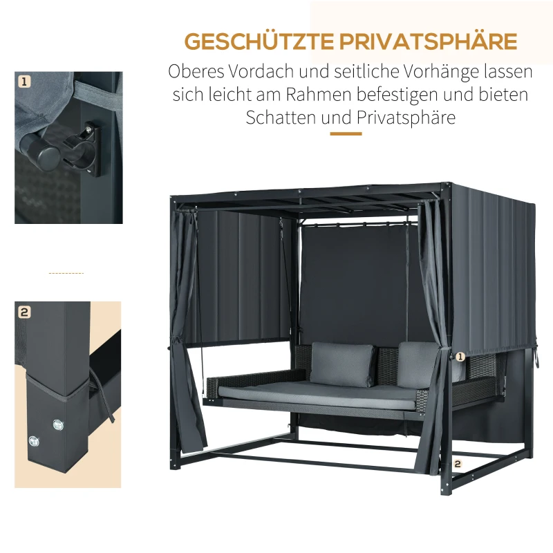 Outsunny Hollywood-schommel met Peogola, tuinschommel met kussen, donkergrijs(m-5)