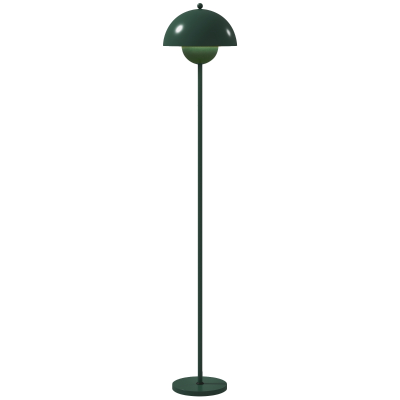 HOMCOM Vloerlamp, Ronde Kap, Voetenschakelaar, Lange Kabel, Elegante Uiterlijk, Staal, Groen(m-10)