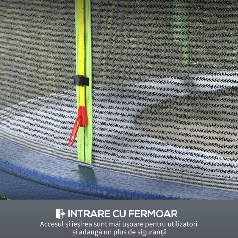 SPORTNOW Plasă de protecție pentru trambulină cu 6 stâlpi și intrare cu fermoar, din PE, Ø305x180 cm, negru și verde