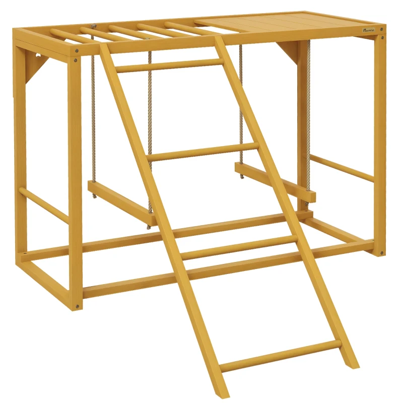 PawHut Kippenspeeltoestel met Schommels en Ladder, voor 3-4 Kippen, Kippenklimtoestel van Hout