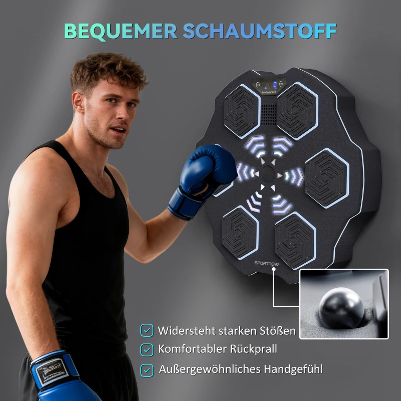 SPORTNOW Muziekboksmachine, Bluetooth boksapparaat, Wandmontage, 9 snelheden en modi, LED-lichten, Zwart