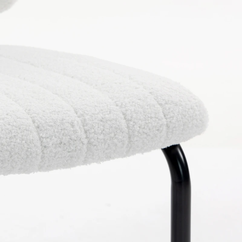 HOMCOM Eetkamerstoelen set van 2 met modern sledeframe, hoge rugleuning en teddylook, voor keuken of eettafel, crème