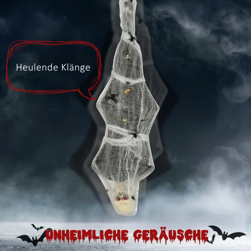 HOMCOM Halloween-Mummie, Halloween-decoratie, geluidsfunctie, 60 cm x 16 cm x 170 cm