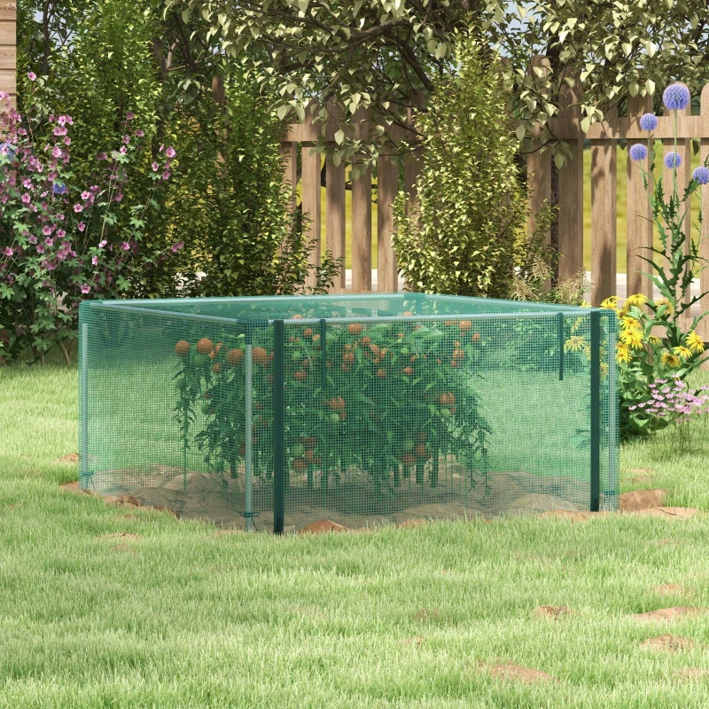 Outsunny 1,25 x 1,25 m Tuinnet, Plantenbeschermingstent met Ritssluiting, Insectenwerend Net, Staal, Groen