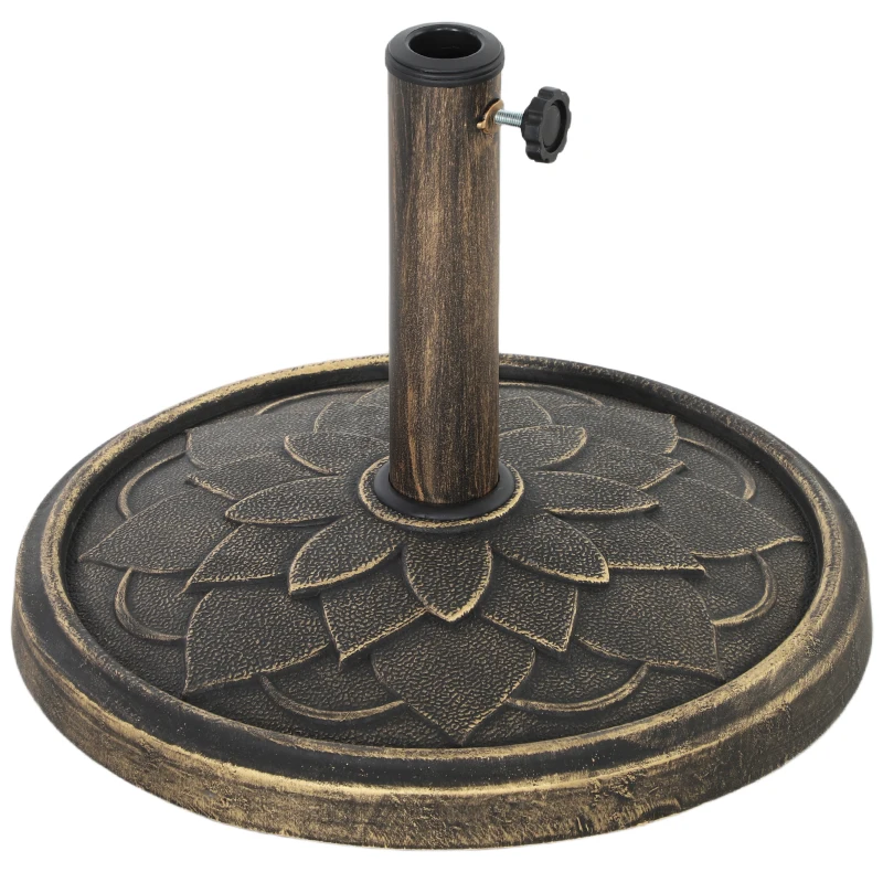 Outsunny Base de parasol de jardin ronde en résine de 12 kg, pour poteaux de parasol de 32, 38, 48 mm ton bronze