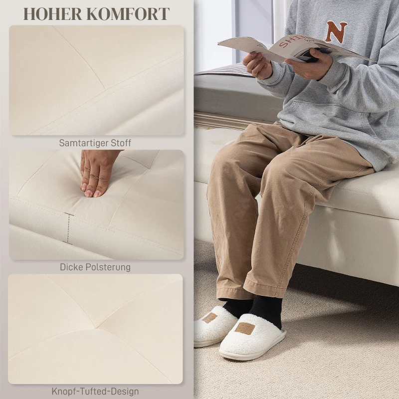 HOMCOM Zitbank met Opbergruimte, Belastbaar tot 120kg, 120x44x44,5cm, Beige(m-4)
