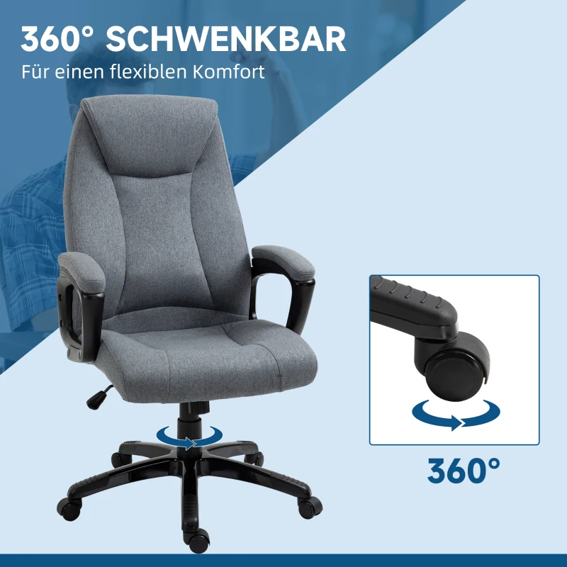 Vinsetto Bürostuhl massage, höhenverstellbarer Chefsessel, Gamingstuhl mit Massagefunktion, ergonomischer Drehstuhl, Massage Sessel, Grau, 70 x 66 x 109-117 cm