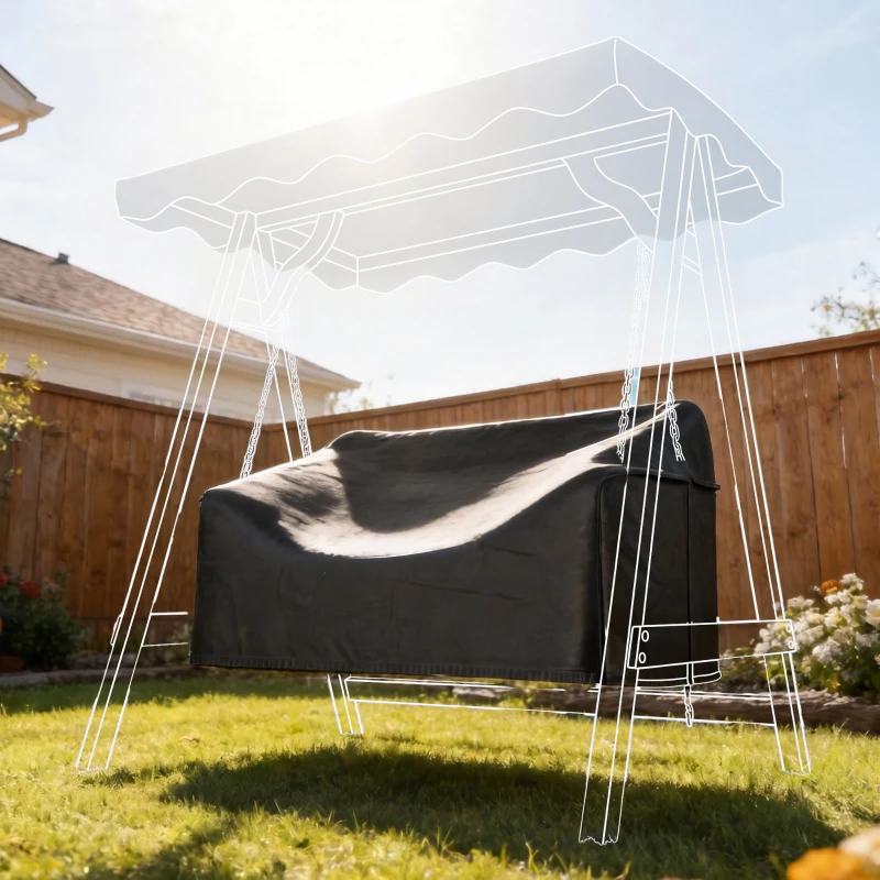 Outsunny 2-zits tuinbankhoes, waterdichte beschermhoes, winddicht en UV-bestendig, 420D Oxford-stof